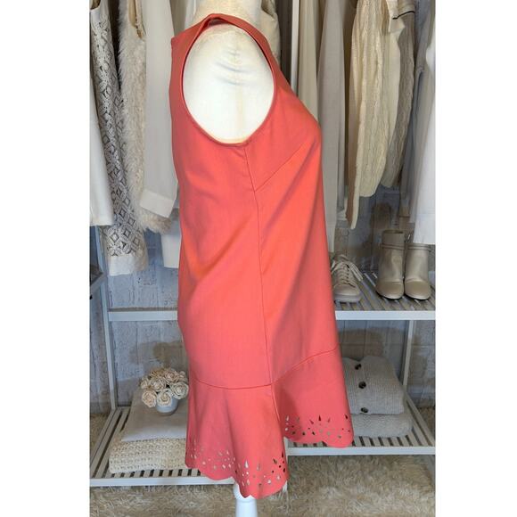 Loft Women's Size 0 Petite Women's Coral Pink Laser Cut Hem Sheath Dress #0426 - Picture 2 of 10